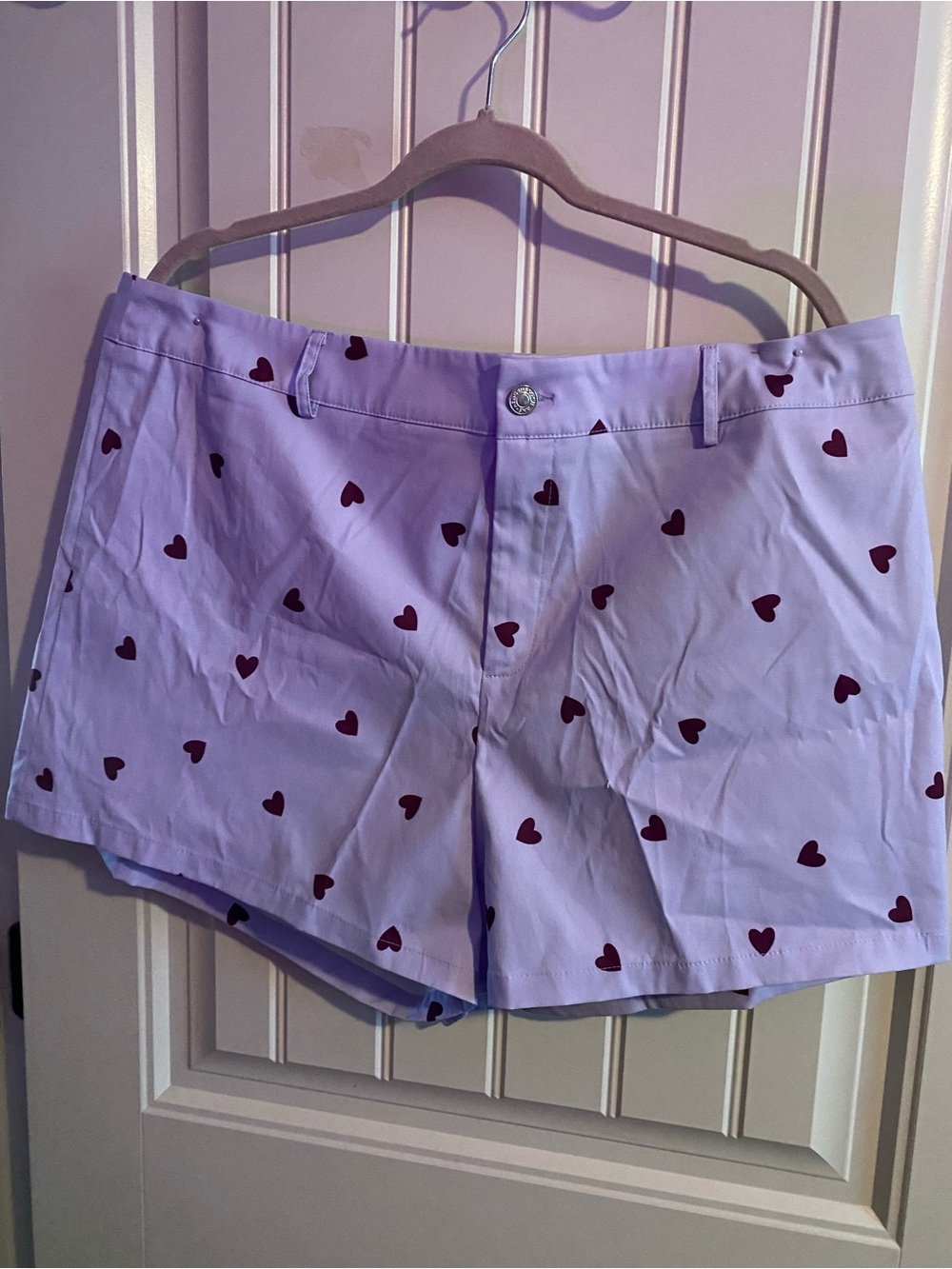 Women's Lilac Heart-Print Shorts